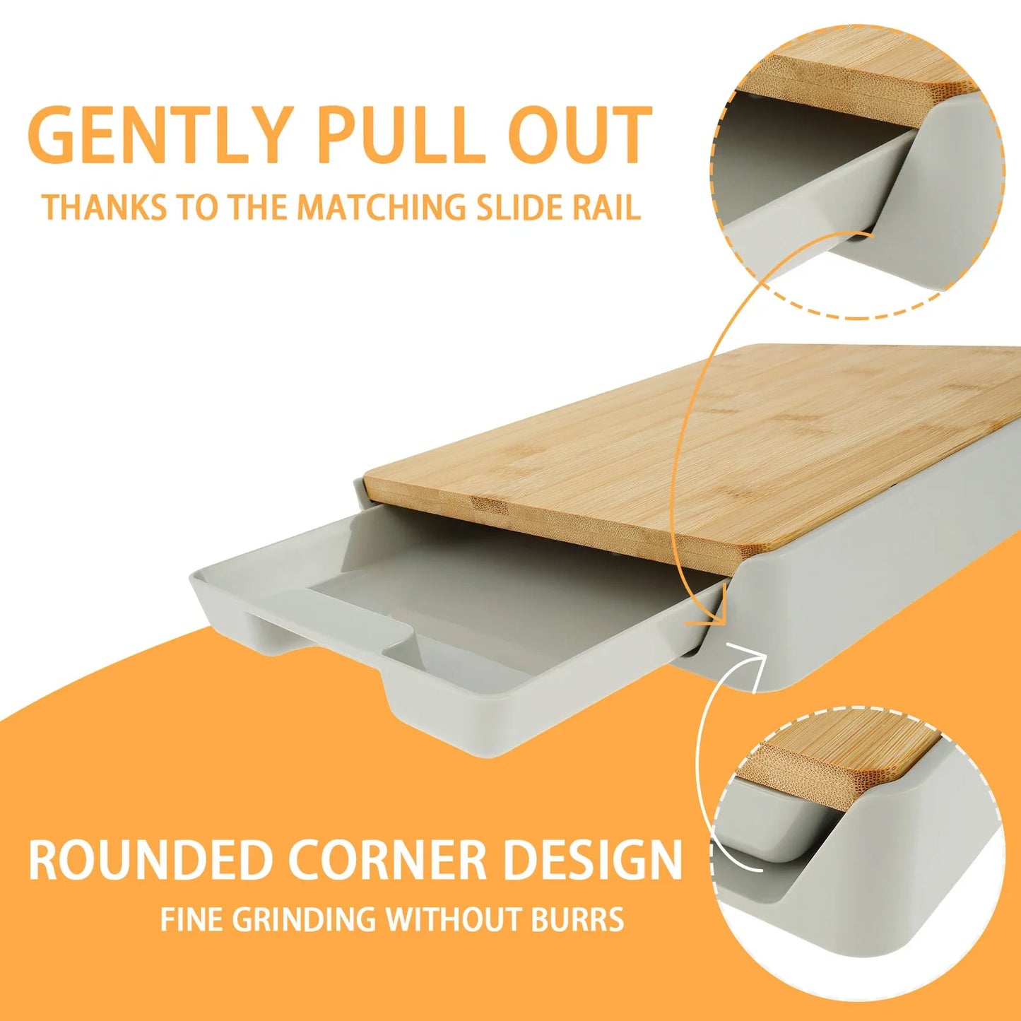 2-in-1 Bamboo Cutting Board with Removable Drawer – Space-Saving & Eco-Friendly