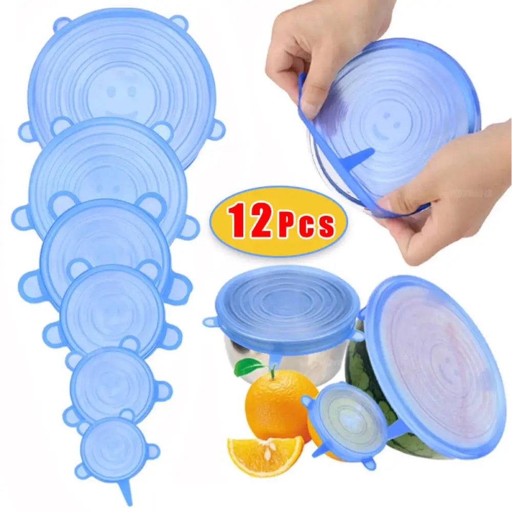 12-Piece Reusable Silicone Stretch Lid Set – Airtight, Eco-Friendly Food Covers