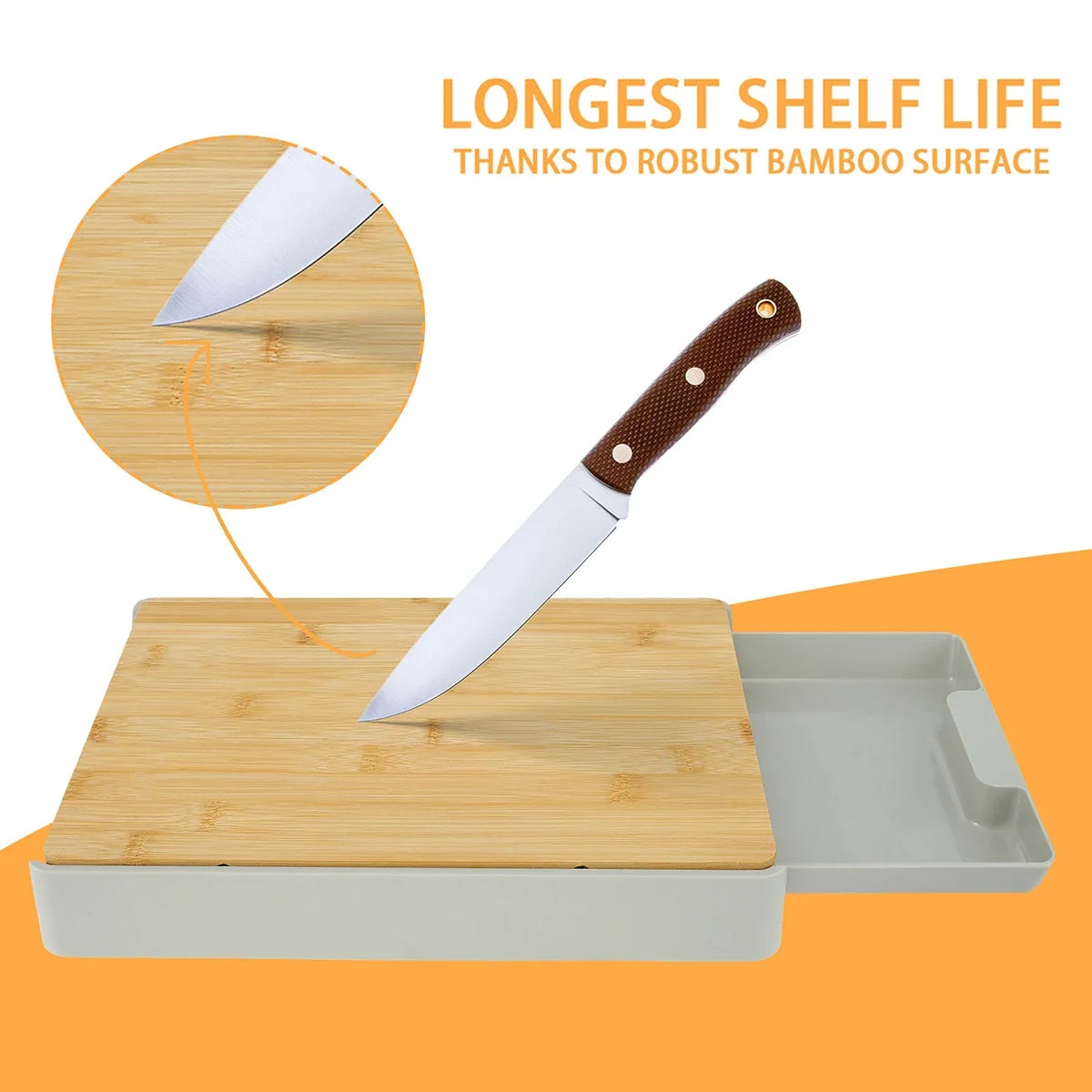 2-in-1 Bamboo Cutting Board with Removable Drawer – Space-Saving & Eco-Friendly