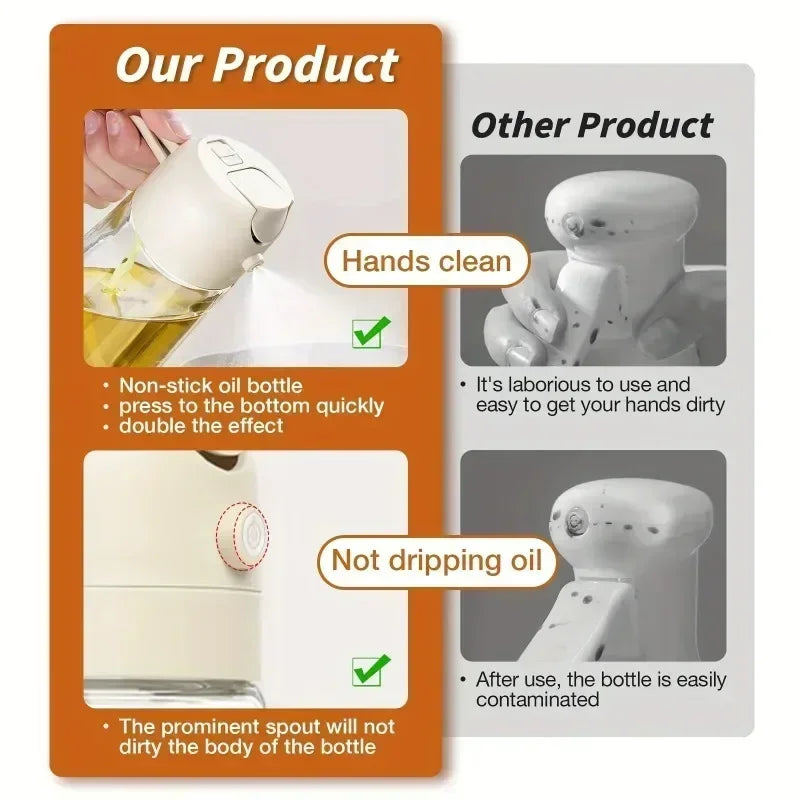 470ml Glass Oil Spray Bottle – Refillable, Eco-Friendly Cooking Mist Dispenser